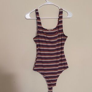 Striped Multicolor Ribbed Tank Bodysuit - Women's